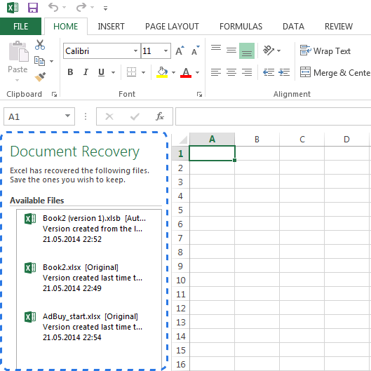 opening modified version of document on excel for mac